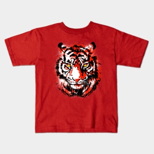 Red Tiger Head - Realistic Tiger Eyes Kids T-Shirt